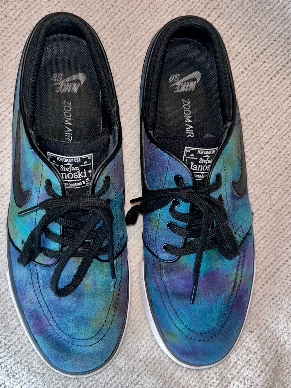 Nike Zoom Air Men's “galaxy” Green-Blue Canvas Skate Shoes 10